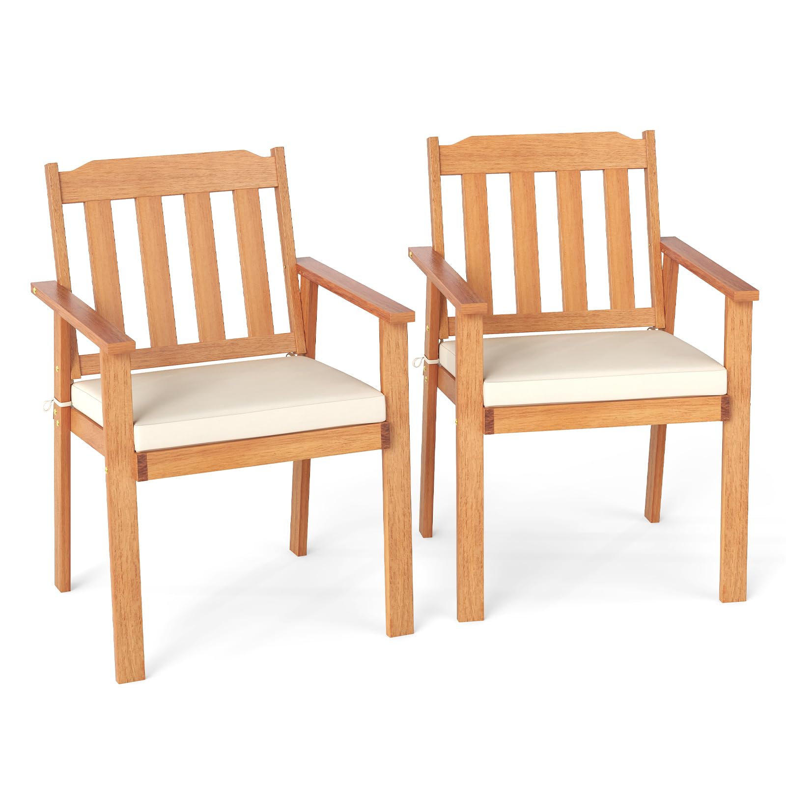 Tangkula Wooden Patio Chair Set of 2/4 for Patio
